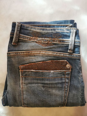 Τζιν παντελόνι Sei Jeans vintage skinny με πλεκτές λεπτομέρειες, σαν καινούργιο, μέγεθος Small