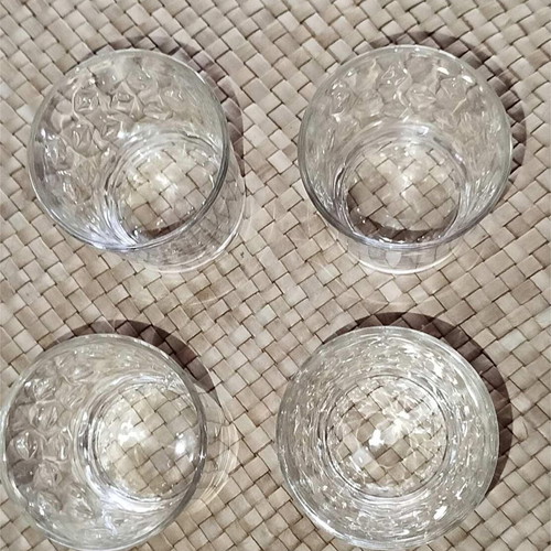 Retsina glasses used, set of 4, glass with embossed design