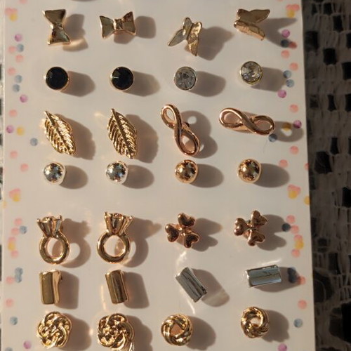 Stud earrings new, gold and silver tone fashion jewelry