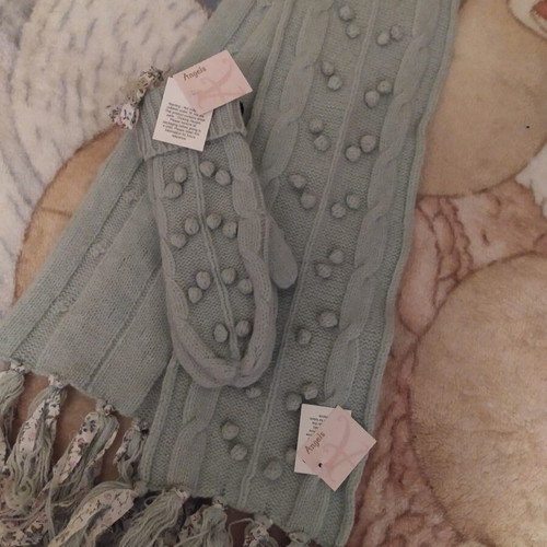 Accessorize scarf and gloves set new, turquoise, kids 6-8 years
