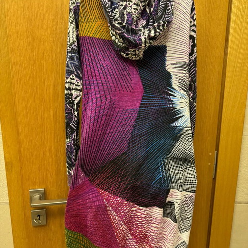 Zip-up dress Custo Barcelona with hood like new, purple and yellow