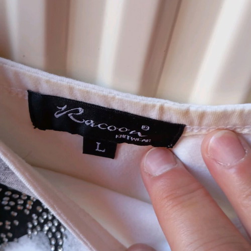 Blouse with open shoulders black and white with rhinestones like new, size L