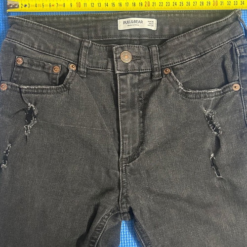 Pull & Bear Washed Black Ripped Skinny Jeans Size S 36 Like New