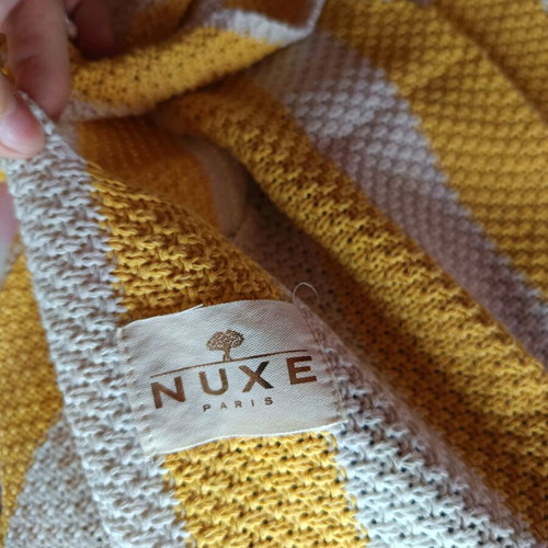 NUXE Paris knit tote bag striped yellow/white new