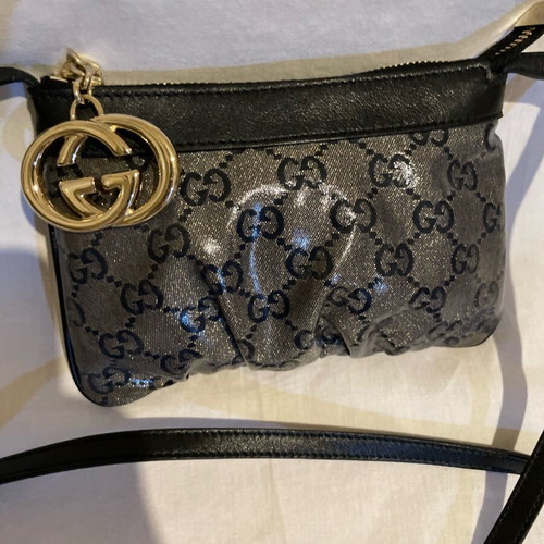 Gucci crossbody bag like new black and gray with gold glitter