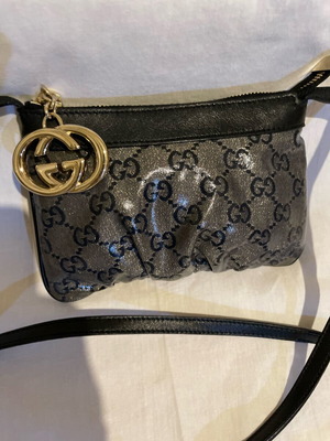 Gucci crossbody bag like new black and gray with gold glitter