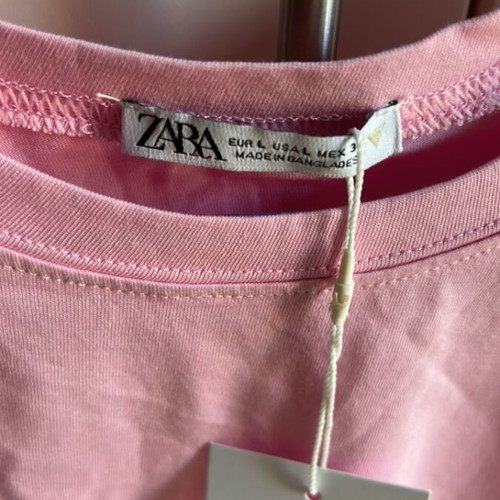 Zara pink L t-shirt new, 100% cotton
