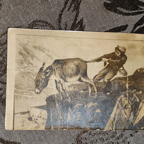 Postcard used The Donkey and the Driver Aesop's Fables vintage
