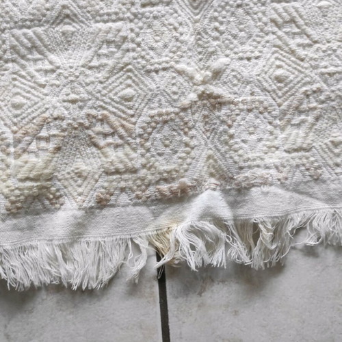 Vintage wool blanket caramel color loom used