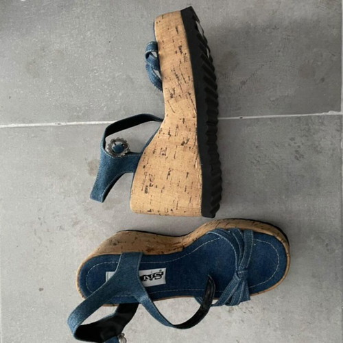 Vintage denim platform sandals like new, size 39, blue