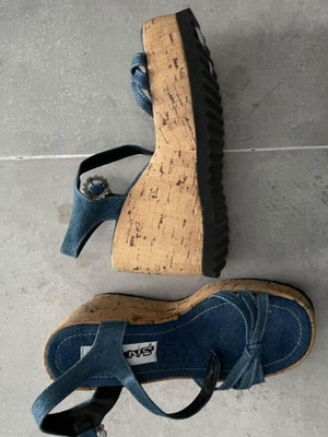 Vintage denim platform sandals like new, size 39, blue