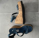 Vintage denim platform sandals like new, size 39, blue