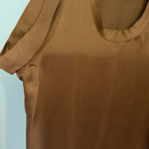 Sisley khaki sleeveless blouse satin look size S like new
