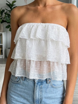 Top with sequins strapless like new, size S