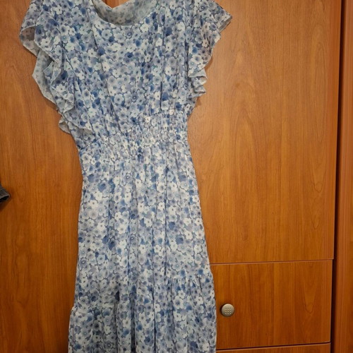 Floral mini dress like new, white and blue, size S
