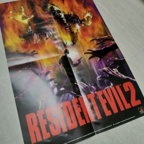 Resident Evil 2 poster used, PS1 rare