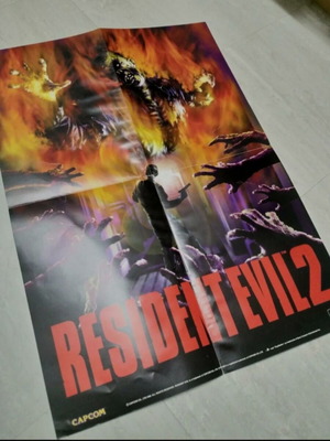 Resident Evil 2 poster used, PS1 rare