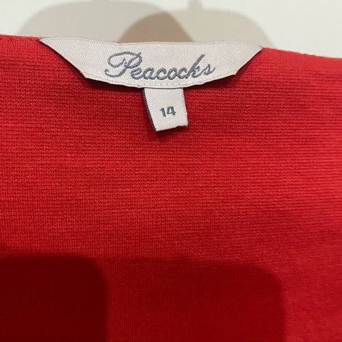 Peacocks Woman's Red Black Midi Dress Short Sleeved Size 14 Used