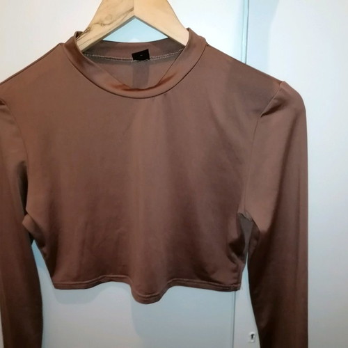 Crop blouse women's brown new, top