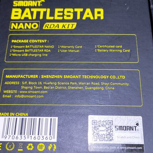 Smoant BattleStar Nano RDA Kit Black από ανοξείδωτο ατσάλι καινούργιο