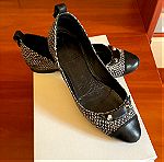  Balenciaga original pointed leather black & white shoes snake printed