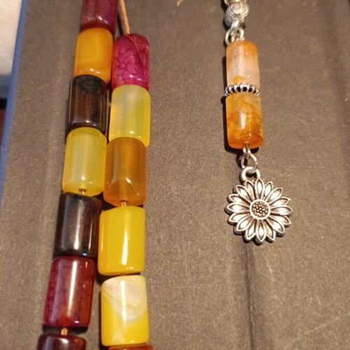 Handmade Komboloi from Natural Agate Stone with Silver Details