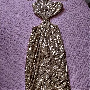 Φόρεμα BSB χρυσό με παγιέτα (αφόρετο) small