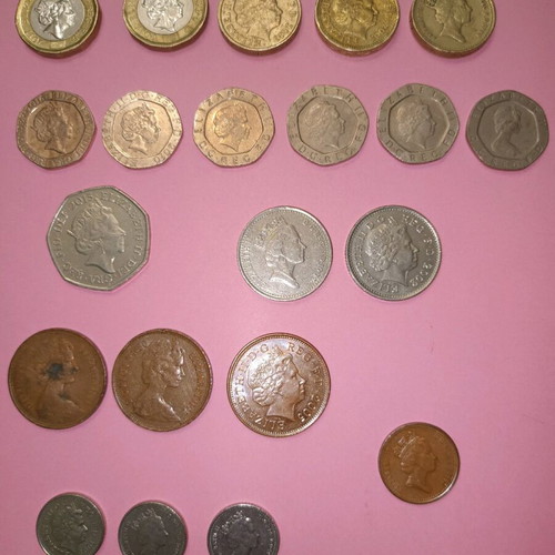 Collectible British coins used, pack of 21 pieces (1971-2017)
