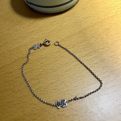Tous silver 925 gold plated bracelet with black rhinestone bear