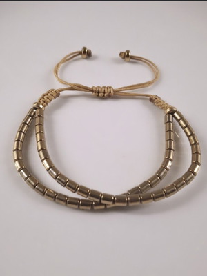 Double handmade bracelet with golden hematites, new