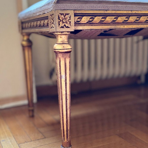 Vintage Louis XVI bench used with golden patina 100x45 cm