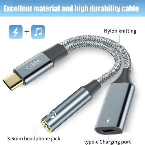 DAC USB C to 3.5mm Aux Adapter with 60W Fast Charging