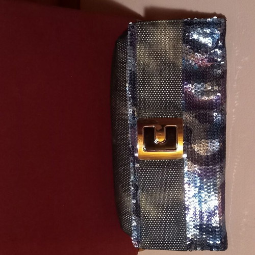Clutch bag like new with blue and silver sequins