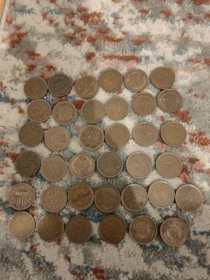 Japanese 10 yen coins used, pack of 37 pieces