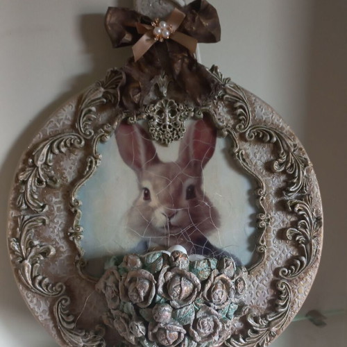 Easter decoration handmade on cutting wood 29×39 cm new