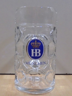 HB Hofbrauhaus Munchen μπίρα διαφημιστική γυάλινη κούπα 1lt μεταχειρισμένη