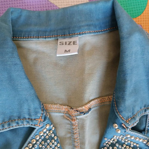 Denim jacket medium with sequins and accessories like new, blue