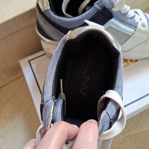 Attrattivo sneakers used, gray and turquoise, size 38