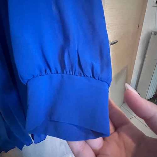 Blue blouse dress one size like new, pleated with sleeves