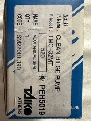 Taiko Kikai Mechanical Seal Part No. 520 new for marine pumps