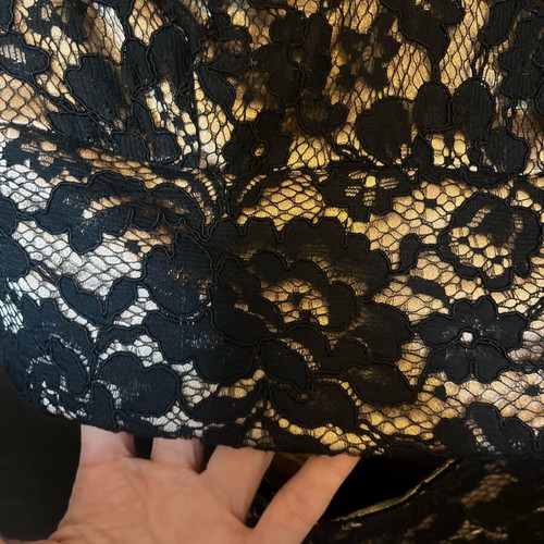 Top and long skirt set like new, black lace with beige fabric