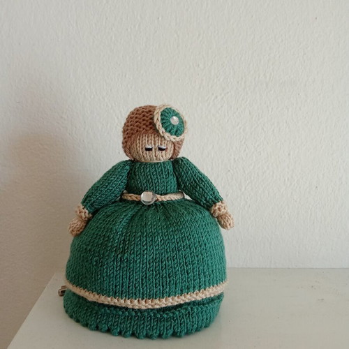 Knitted doll handmade with fine needles new