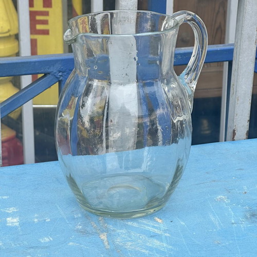 Vintage glass serving pitcher 20 cm used, classic design