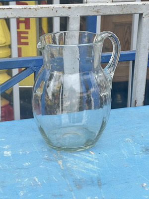 Vintage glass serving pitcher 20 cm used, classic design