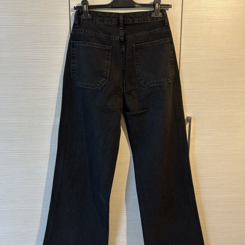 Jeans with rhinestones wide leg Trendyol new, high waist, black