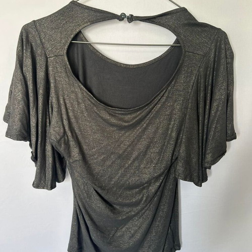 South elegant black party blouse with gold shimmer, 100% viscose, size L/XL