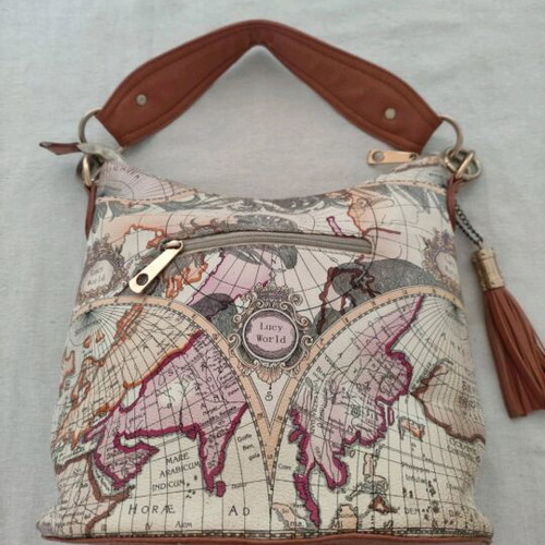 Lucy World women's bag like new, shoulder or hand, beige multicolor