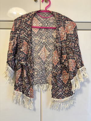 Short kimono like new with fringes multicolor