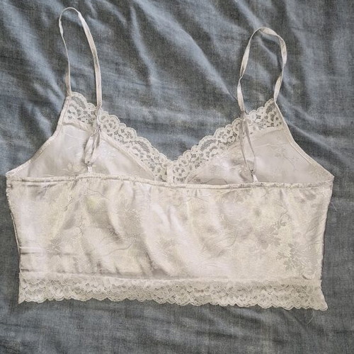 Fairycore silk top with lace trimming, new, Shein, white