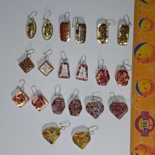 Handmade earrings pack of 38 pairs with liquid glass material